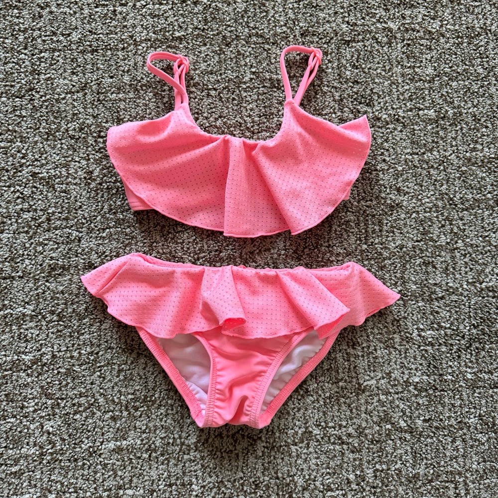 Seafolly Kids Girl Sweet summer Ruffle Two-Piece Tankini Swimsuit Coral Pink 3